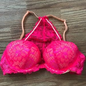 NWOT VS Pink Racerback Lace Bra 36B